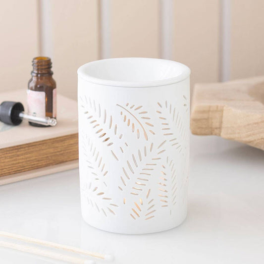 White Leafy Fern Cut Out Oil Burner and Wax Warmer