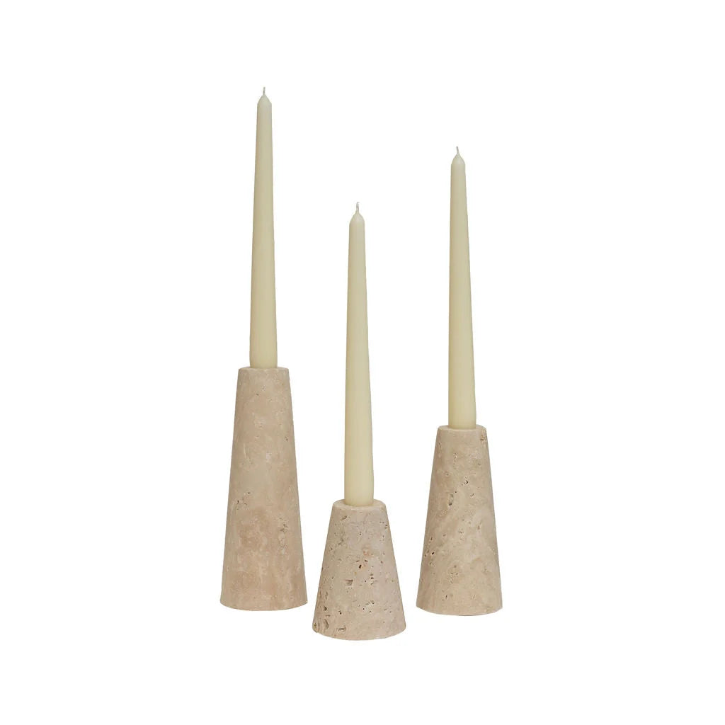 Argyll - Travertine Conical Shaped Candlestick Holder