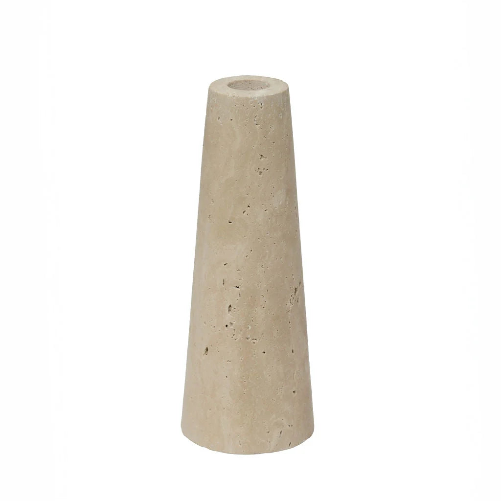 Argyll - Travertine Conical Shaped Candlestick Holder