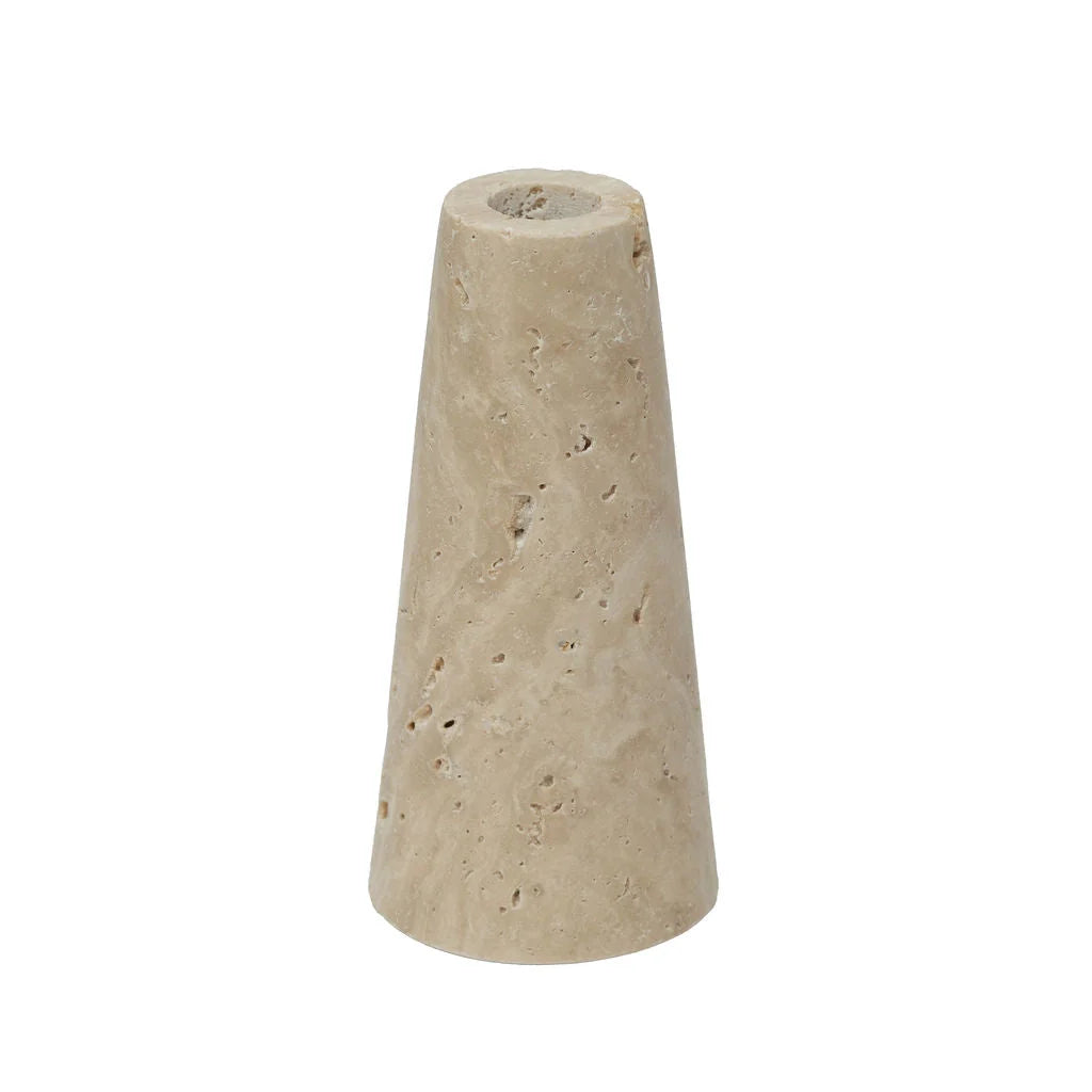 Argyll - Travertine Conical Shaped Candlestick Holder