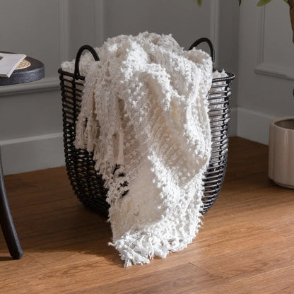 Arvo Woven Tasselled Throw Natural