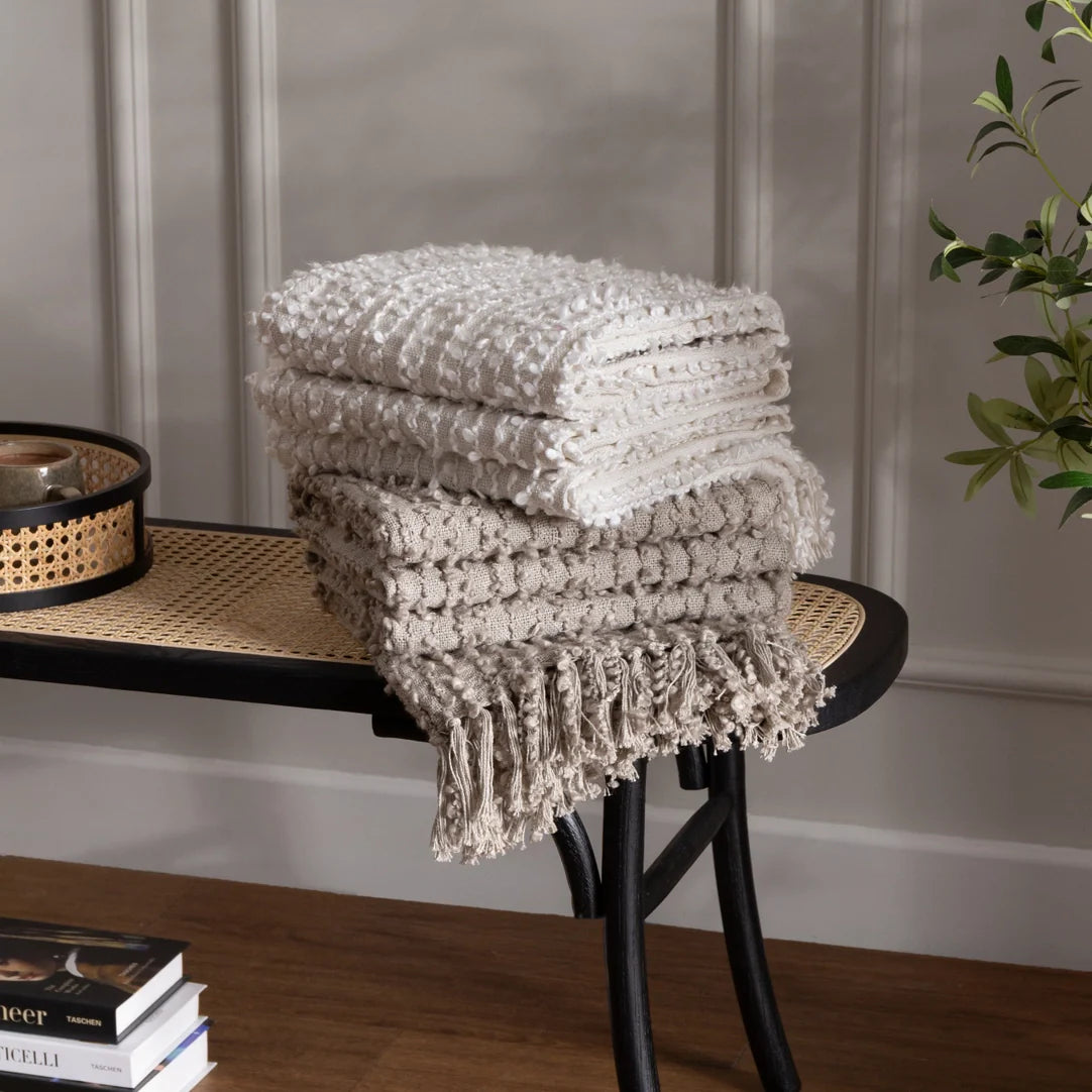 Arvo Woven Tasselled Throw Natural