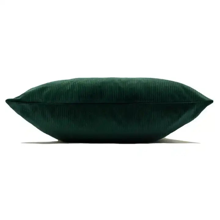 Aurora Ribbed Velvet Cushion Emerald Green image 2
