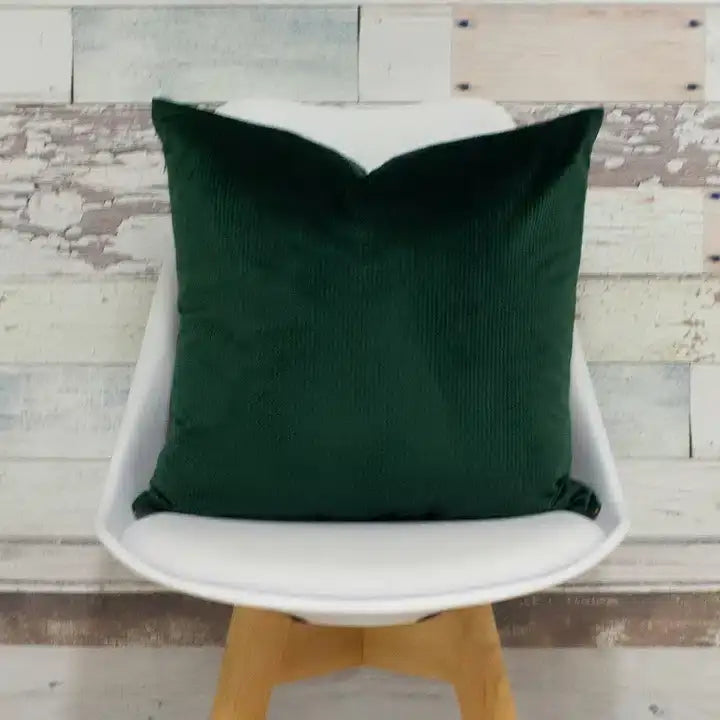 Aurora Ribbed Velvet Cushion Emerald Green image 1