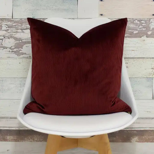 Aurora Ribbed Velvet Cushion OxBlood image 1