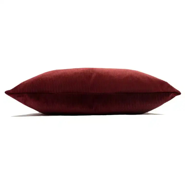 Aurora Ribbed Velvet Cushion OxBlood image 2
