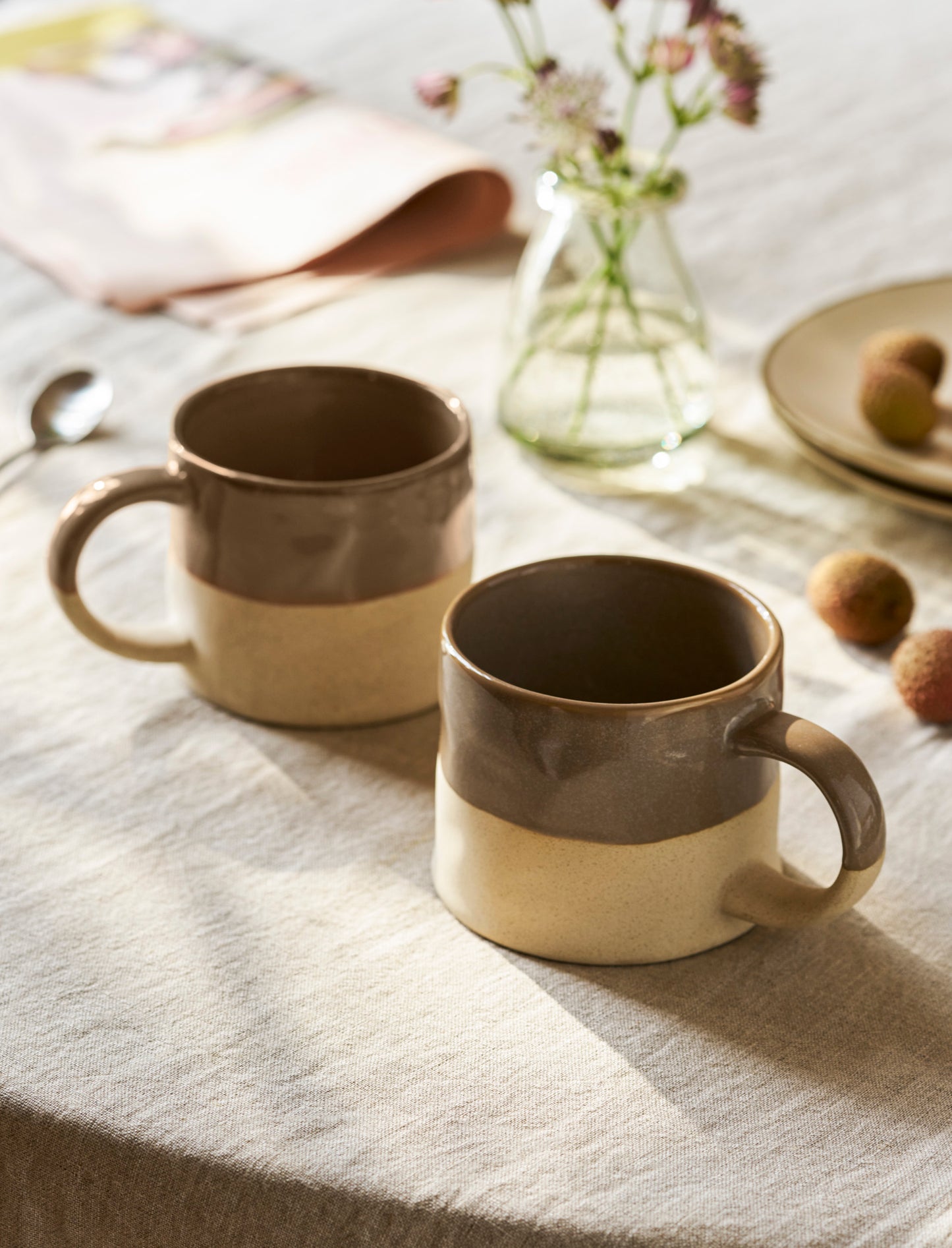 Bladon Half Glazed Mugs Set of 2 Truffle