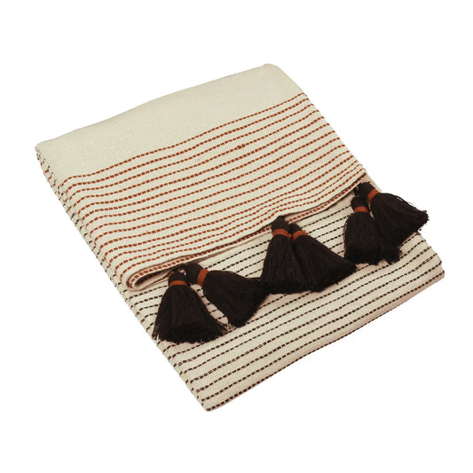 Banda Tasselled Throw Pecan & Black