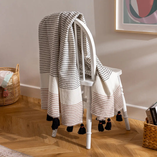 Banda Tasselled Throw Pecan & Black
