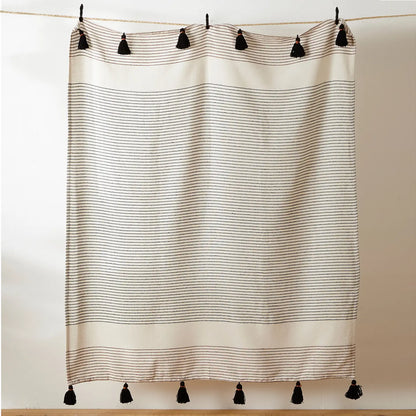 Banda Tasselled Throw Pecan & Black