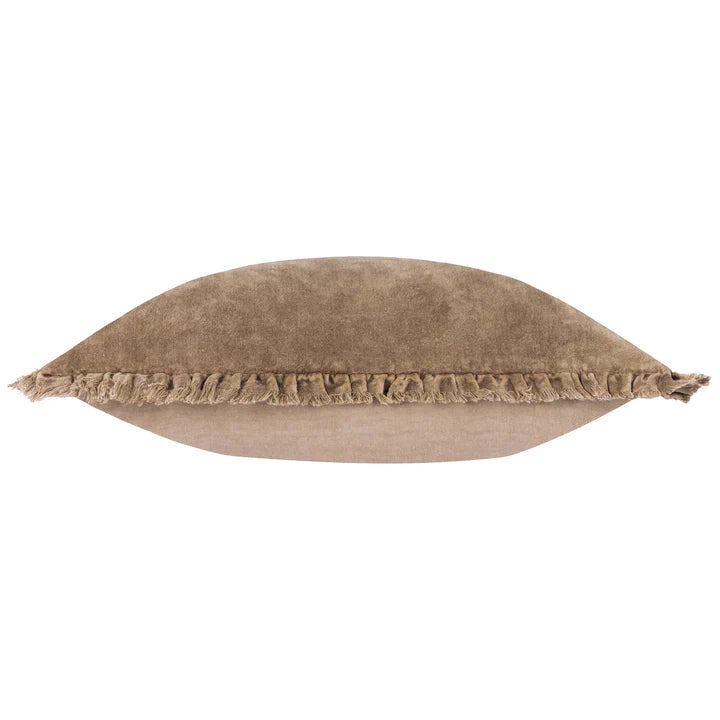 Bertie Washed Cotton Velvet Cushion Chocolate
