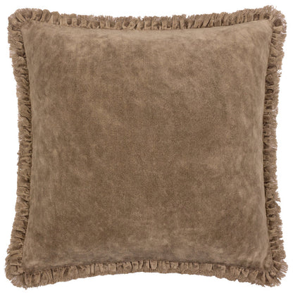 Bertie Washed Cotton Velvet Cushion Chocolate