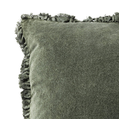 Bertie Washed Cotton Velvet Cushion Moss