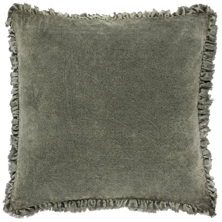 Bertie Washed Cotton Velvet Cushion Moss