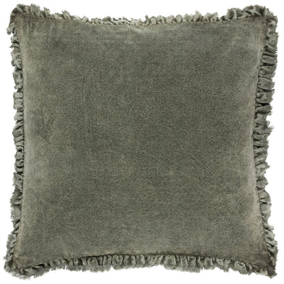 Bertie Washed Cotton Velvet Cushion Moss