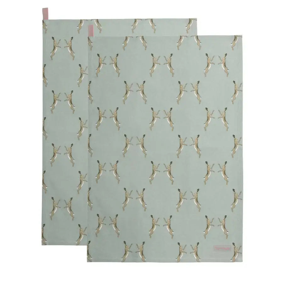 Boxing Hares Tea Towel (Set of 2) image 0