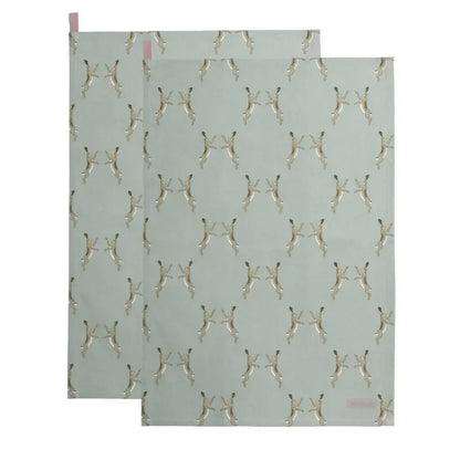 Boxing Hares Tea Towel (Set of 2) image 0