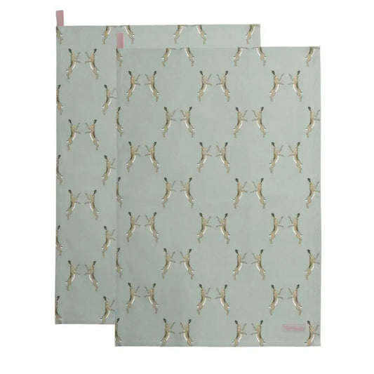 Boxing Hares Tea Towel (Set of 2) image 0