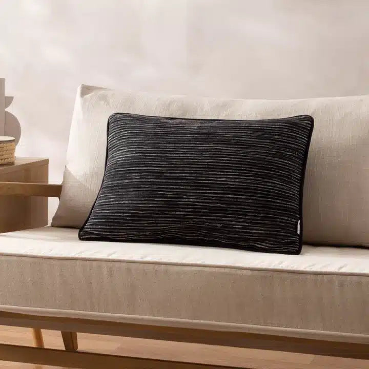 Cove Ribbed Cushion Black image 1