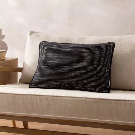 Cove Ribbed Cushion Black image 1