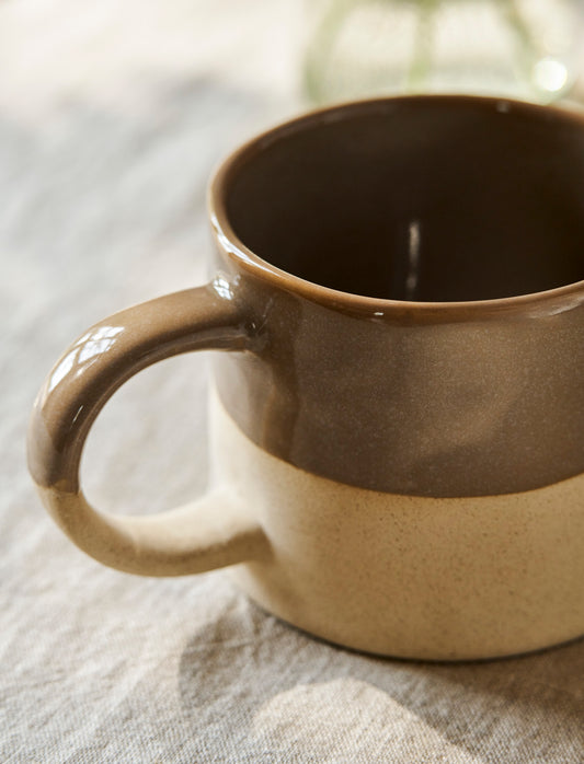 Bladon Half Glazed Mugs Set of 2 Truffle