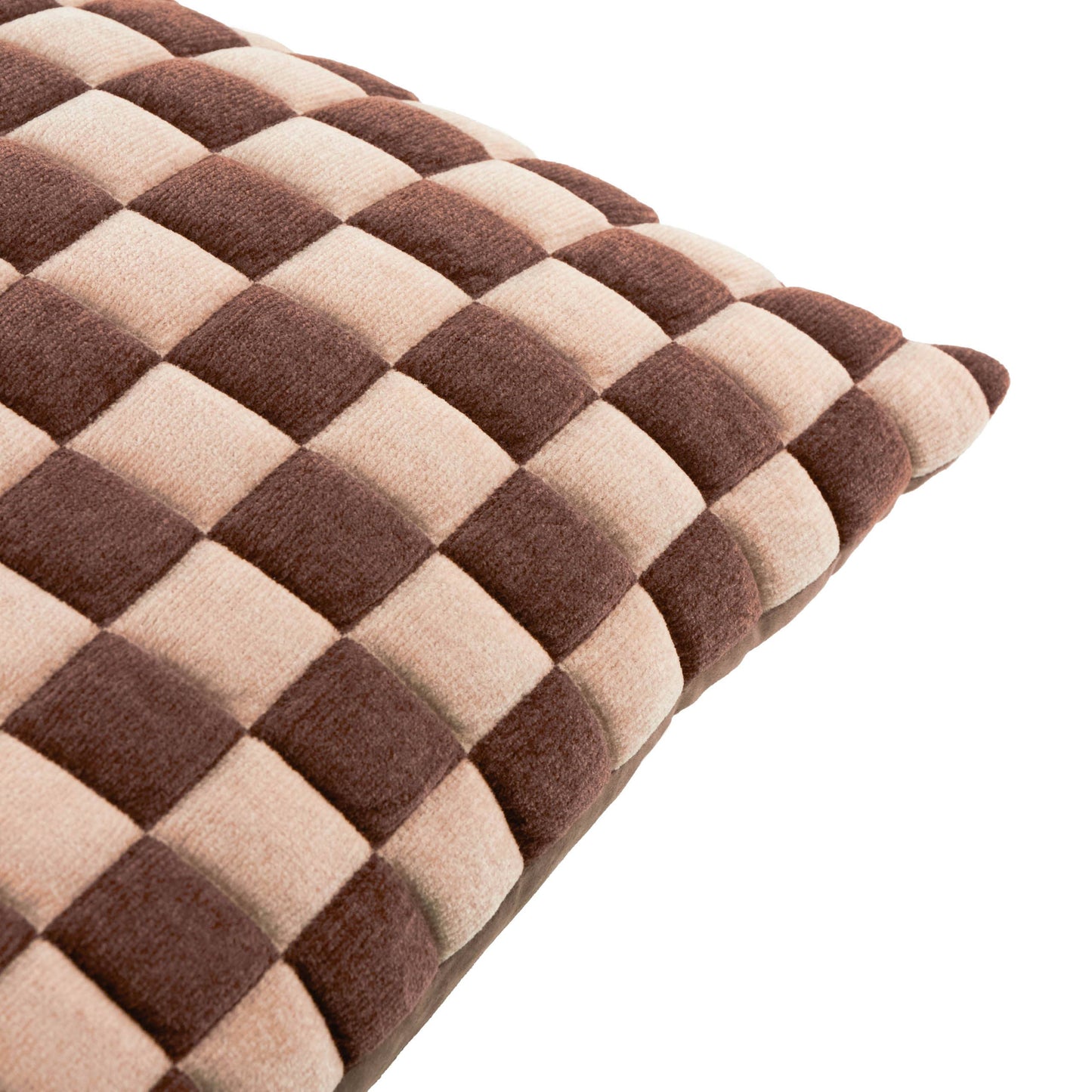Softie Checkerboard Quilted Cushion Chocolate/Sand