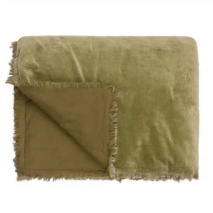 Jaye Cotton Velvet Filled Bedspread Moss image 2