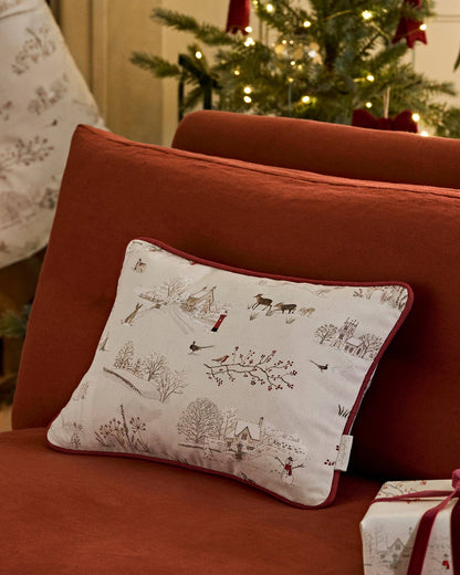 Snowy Village Rectangular Cushion - Small