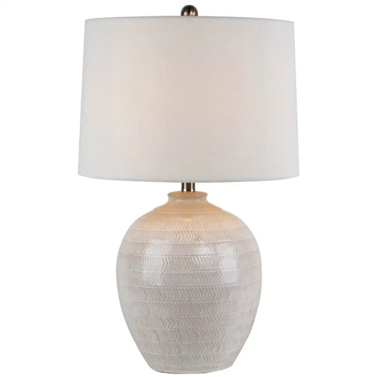 Chevronne Ceramic Table Lamp With Linen Shade