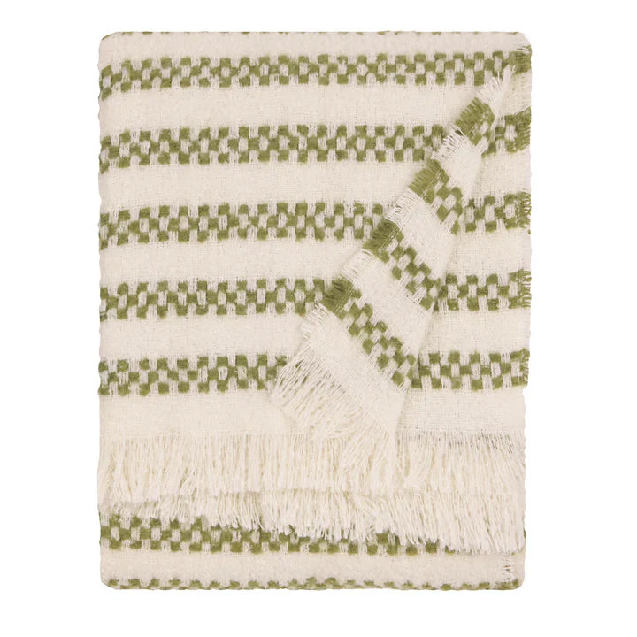 Clyne Tasselled Throw Olive