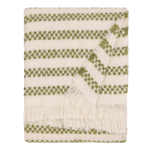 Clyne Tasselled Throw Olive