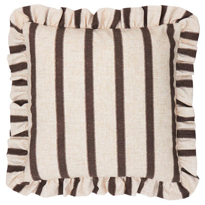 Connie Square Striped Ruffle Cushion Chocolate