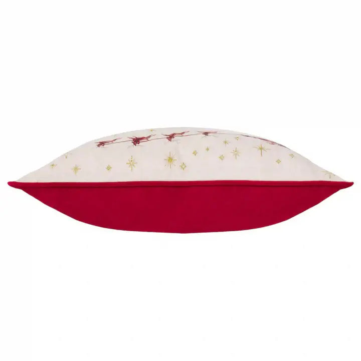 Cotswold Christmas Embroidered Velvet Cushion