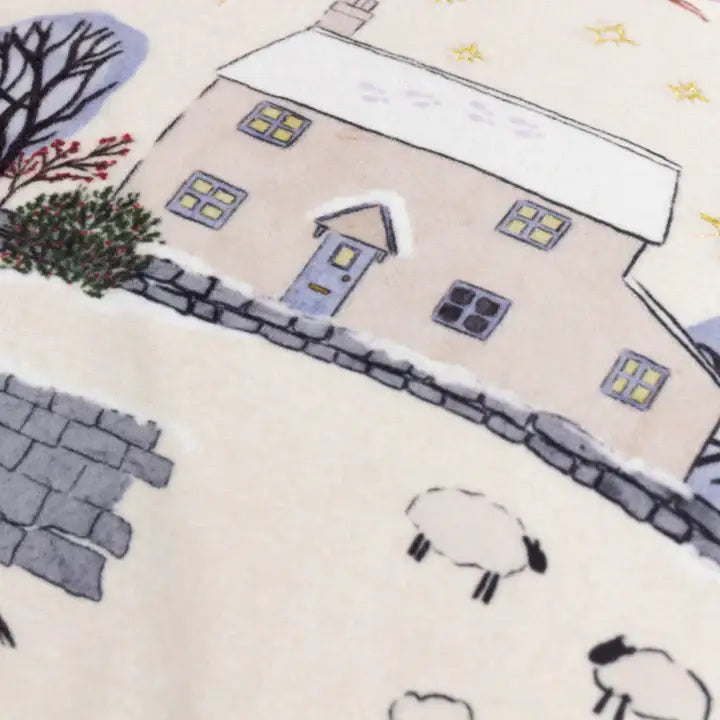 Cotswold Christmas Embroidered Velvet Cushion