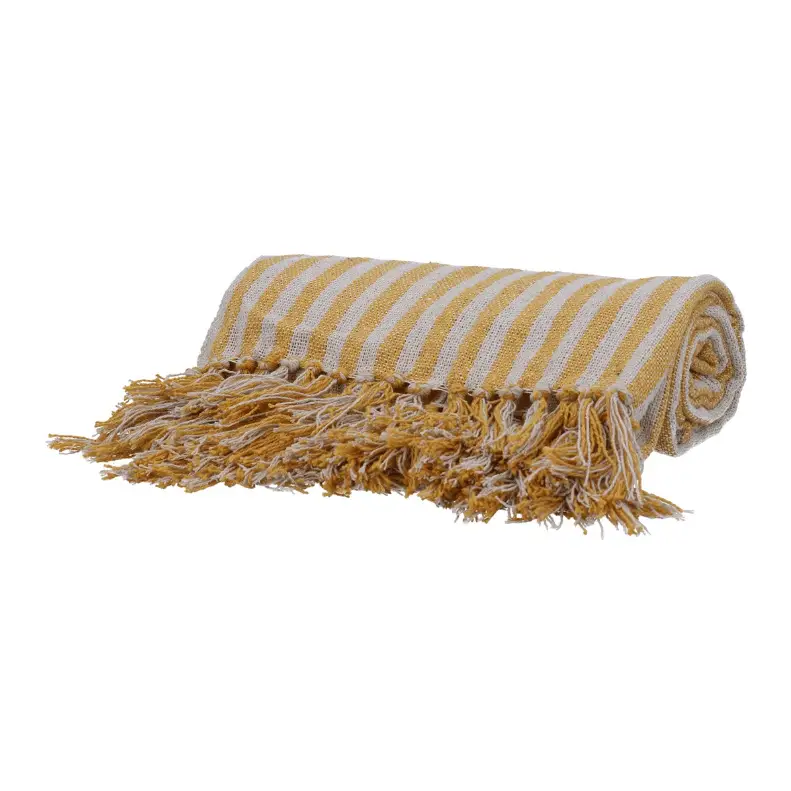 Cotton Throw - Mustard Woven Stripe image 0