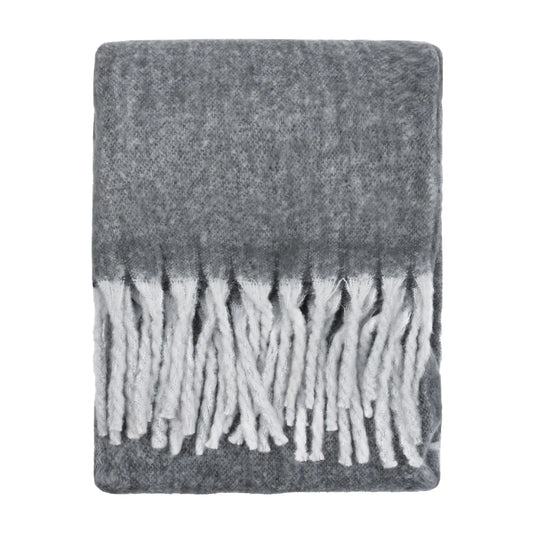 Cozy Woven Tasselled Throw Charcoal