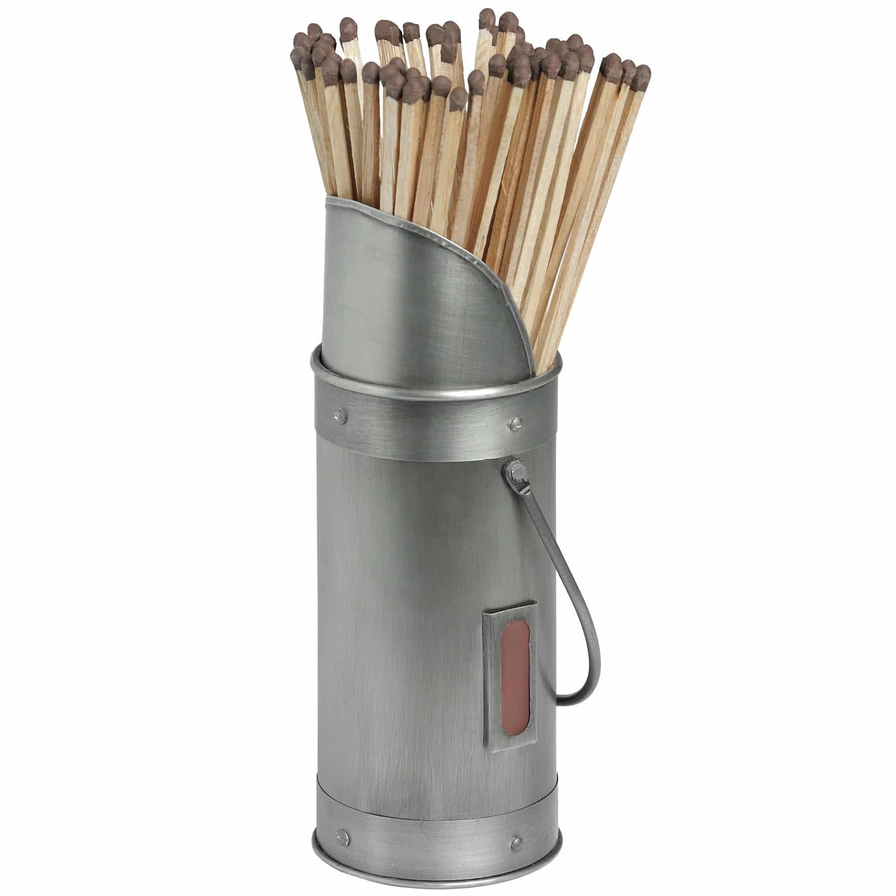 Antique Pewter Match Holder With 60 Matches image 0