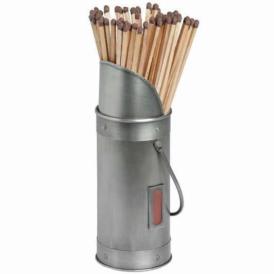 Antique Pewter Match Holder With 60 Matches image 0