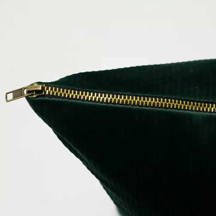Aurora Ribbed Velvet Cushion Emerald Green image 3