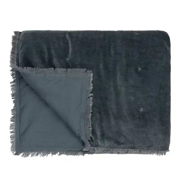 Jaye Cotton Velvet Filled Bedspread Slate image 2