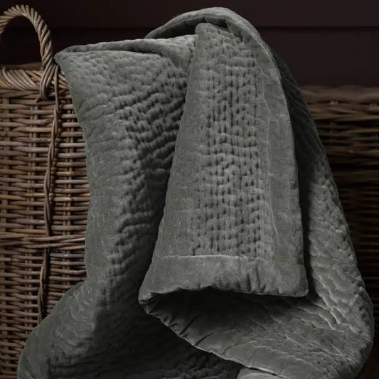 Haze Velvet Quilted Throw Steel image 0