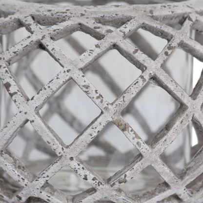 Round Ceramic Lattice Hurricane Lantern - Small image 1