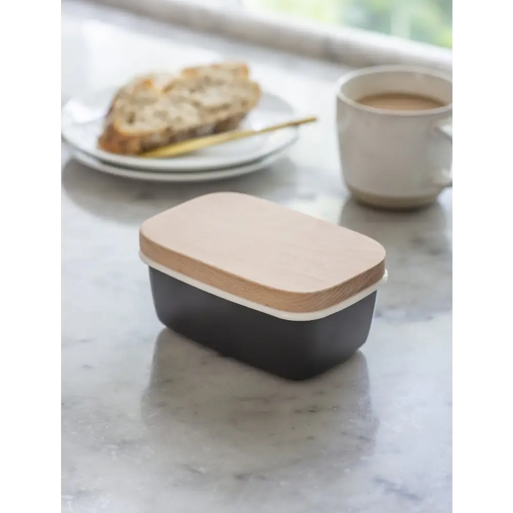 Enamel Butter Dish Carbon