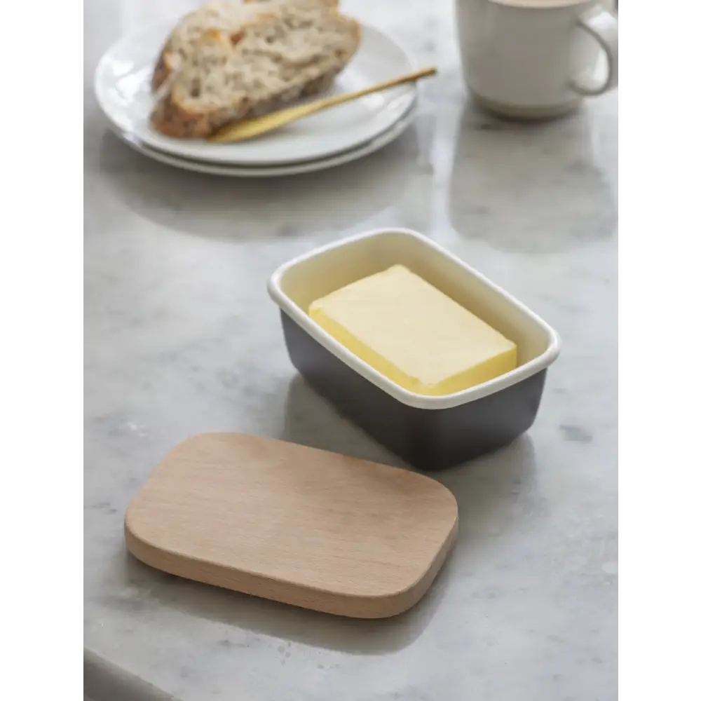 Enamel Butter Dish Carbon