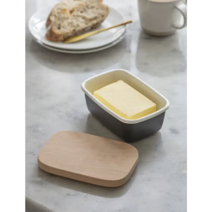 Enamel Butter Dish Carbon