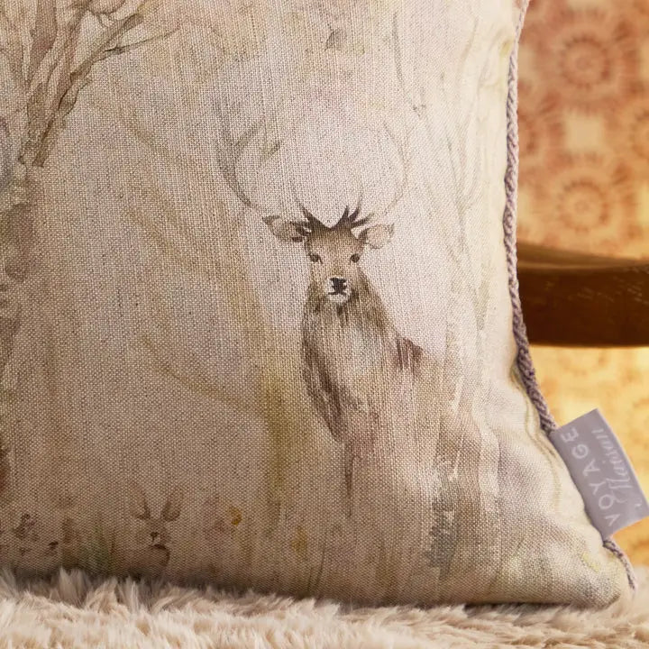 Enchanted Forest Printed Piped Cushion Cream