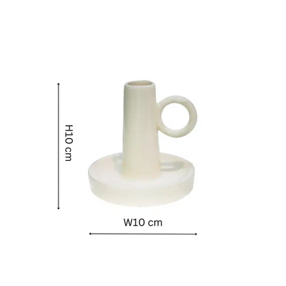 Bowen Ceramic Dinner Candle Holder - Linen image 0