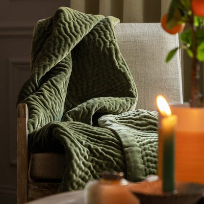 Haze Velvet Quilted Throw Sage image 0
