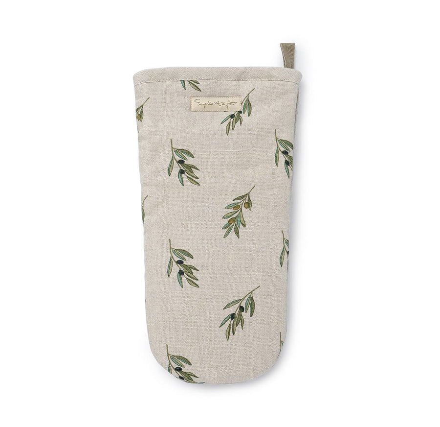 Olive Linen Oven Mitt image 0