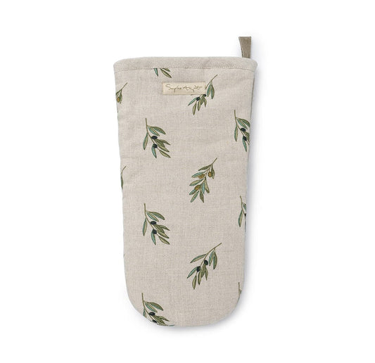 Olive Linen Oven Mitt image 0